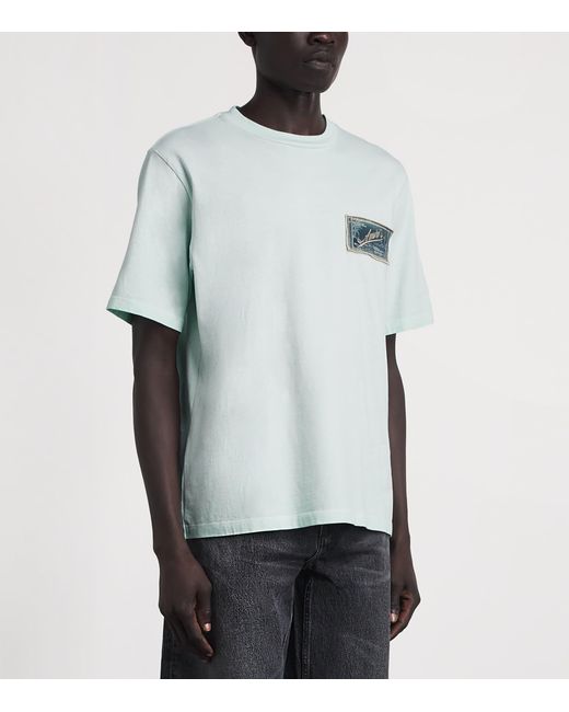Amiri Blue Cotton Quality Goods Patch T-Shirt for men