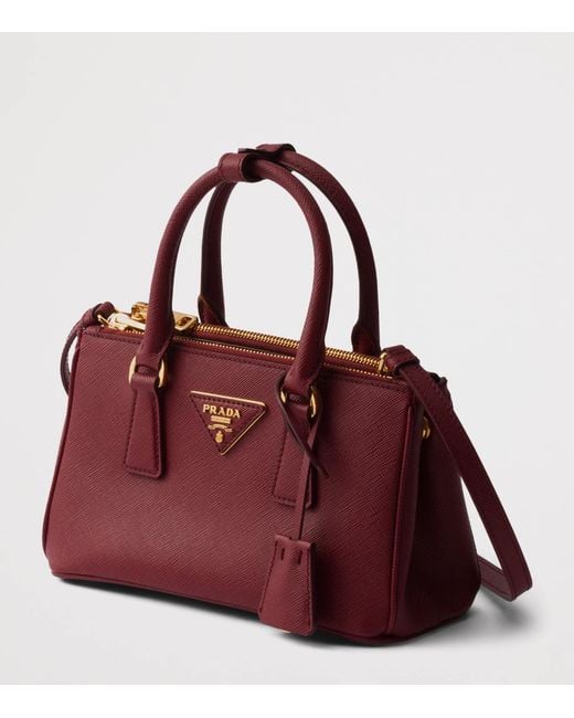 Prada Red Mini Saffiano Leather Galleria Top-Handle Bag