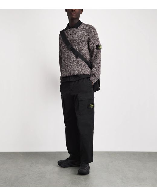 Stone Island Black Stretch Organic Cotton Cargo Trousers for men