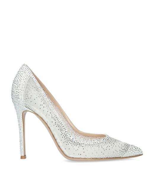 Gianvito Rossi White Crystal-Embellished Rania Pumps 105