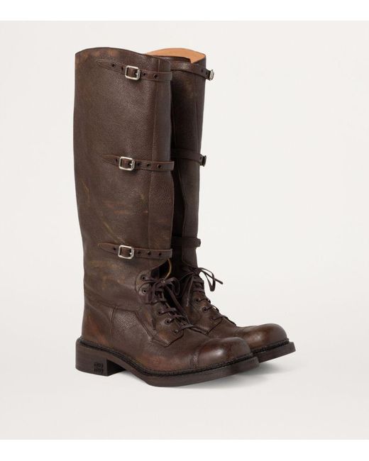 Miu Miu Brown Leather Knee-High Boots