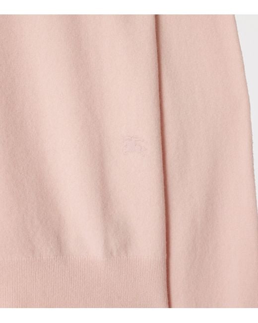 Burberry Pink Cashmere Ekd-Embroidered Sweater