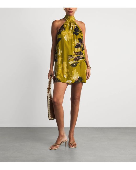 Away That Day Yellow Halterneck Ibiza Mini Dress