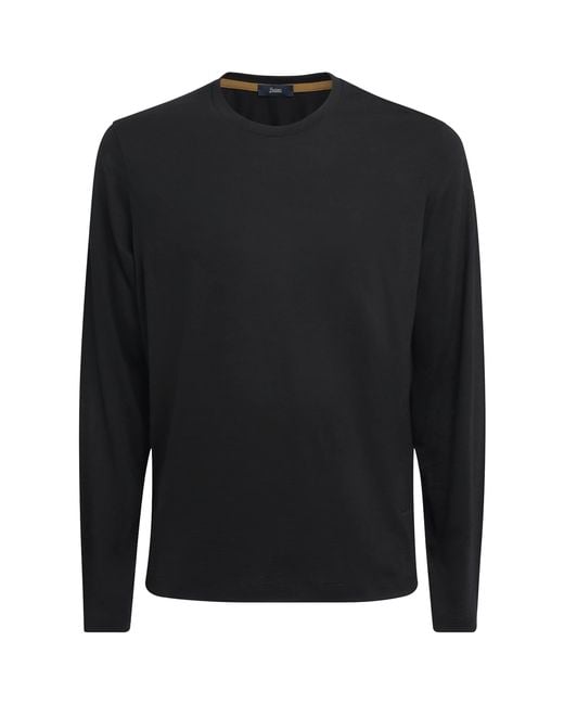Herno Black Wool Logo Long-Sleeve T-Shirt for men
