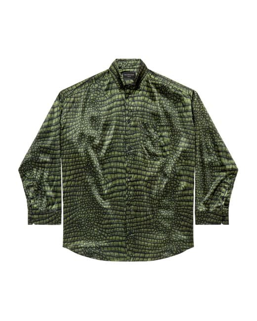 Balenciaga Green Silk Cocoon Long-Sleeve Shirt