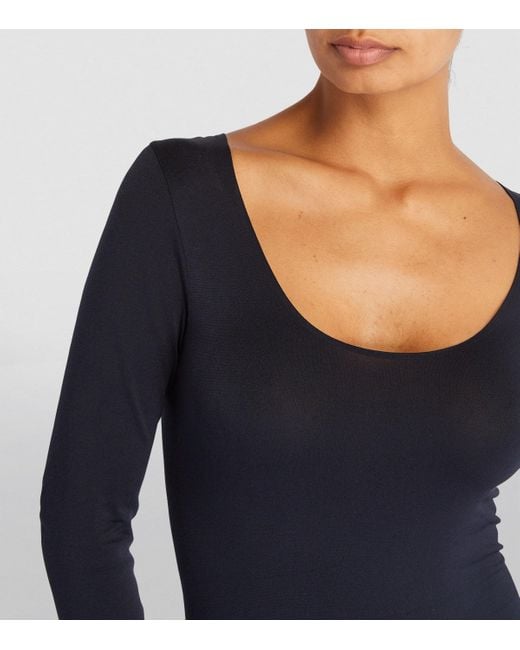 Falke Blue Cotton-Blend String Bodysuit