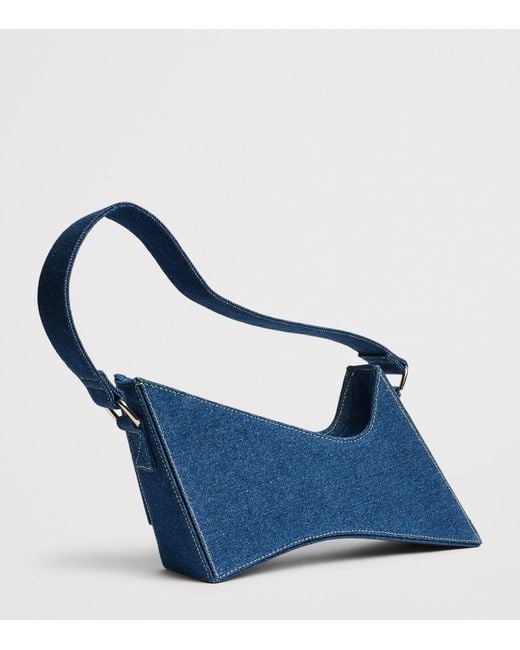 TALEL PARIS Blue Denim Wave Shoulder Bag