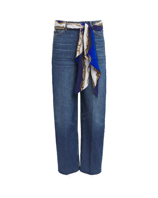 Maje Blue Scarf-Detail Barrel Jeans