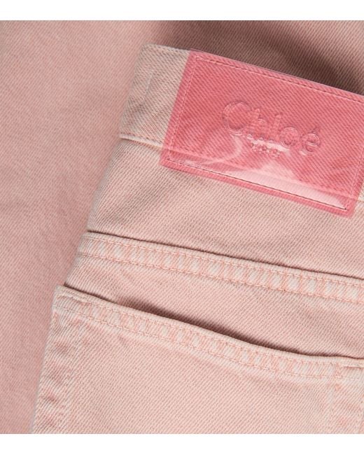 Chloé Pink Garment-Dyed Straight Jeans