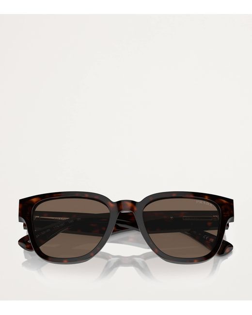 Prada Brown Acetate Rectangular Sunglasses for men