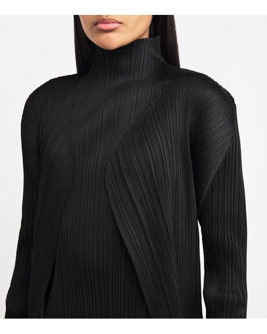 Pleats Please Issey Miyake Black Pleated Basics Cardigan