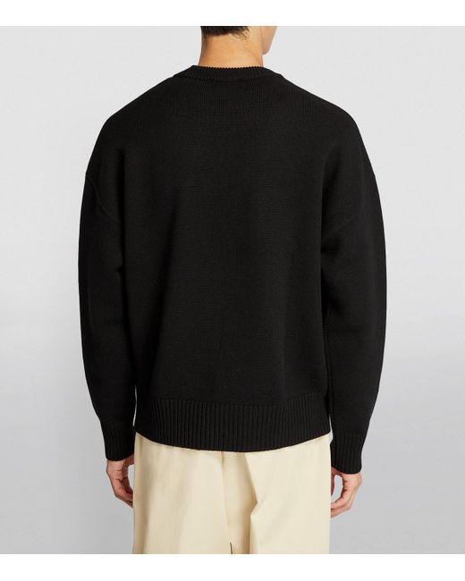 AMI Black Virgin Wool Ami De Coeur Sweater for men