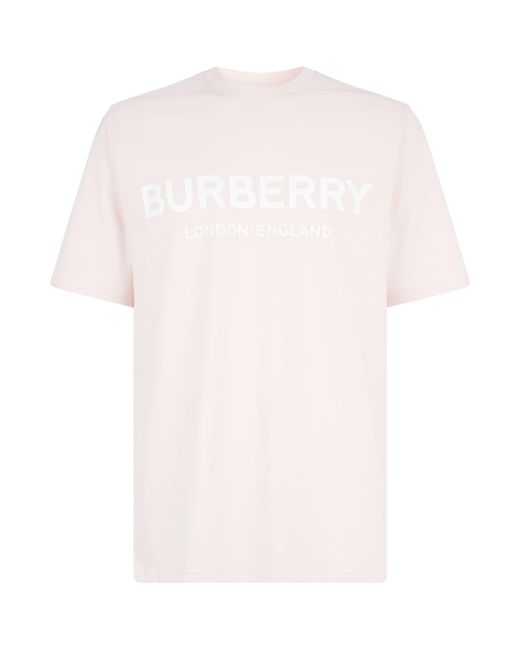 Burberry Pink Logo Print Cotton T-shirt for men