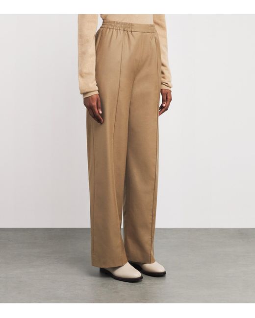 Yves Salomon Natural Wool-Silk Trousers