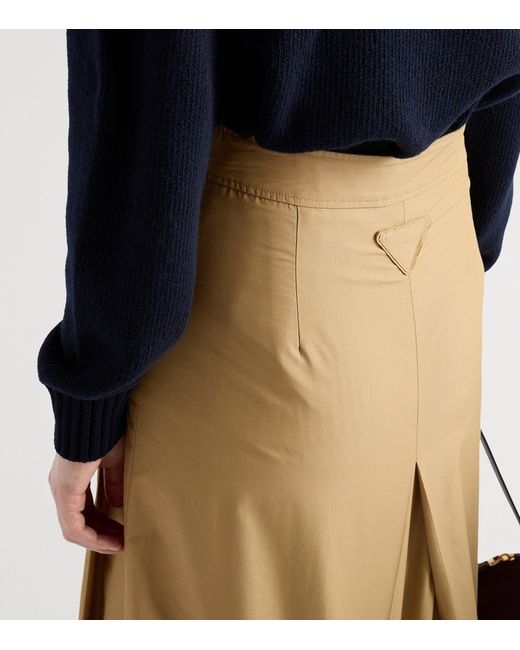 Prada Natural Technical Pleated Midi Skirt