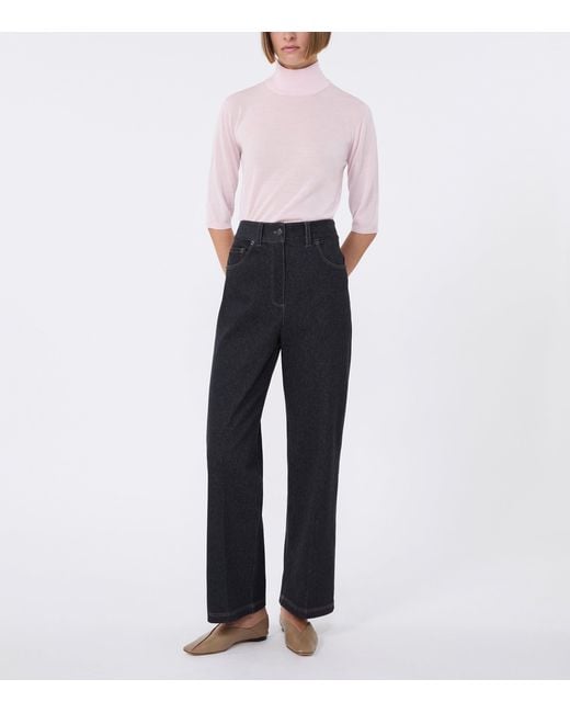 Max Mara Pink Virgin Wool High-Neck Top