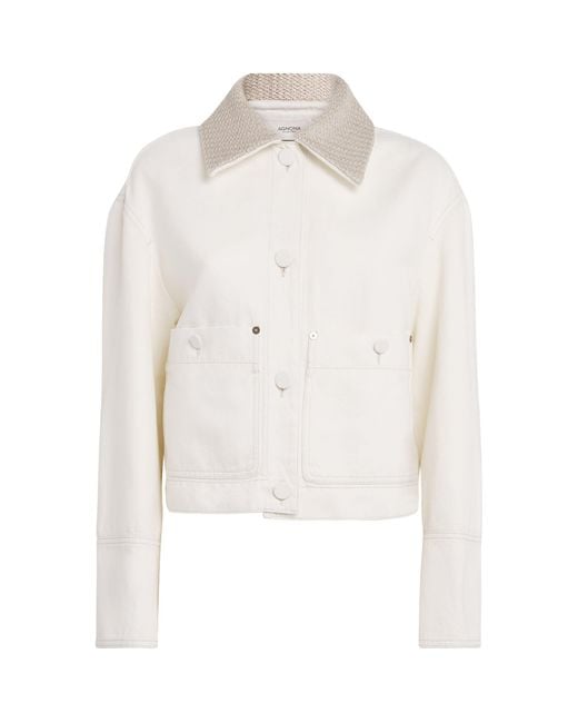 Agnona White Cotton-Linen Denim Jacket