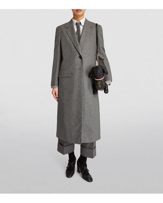 Thom Browne Gray Wide-Lapel Overcoat