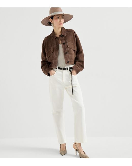 Brunello Cucinelli White Cashmere Monili-Detail Sweater