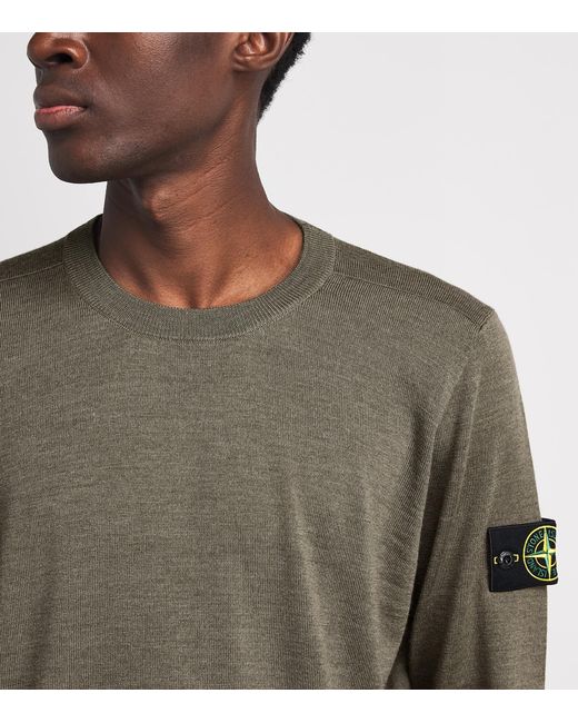 Stone Island Green Compass Logo Sweater for men