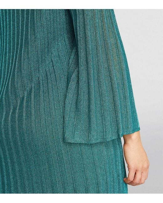 Marina Rinaldi Green Knitted Pleated Maxi Dress