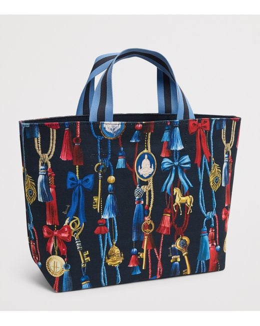 Harrods Blue Small Tassel Tote Bag