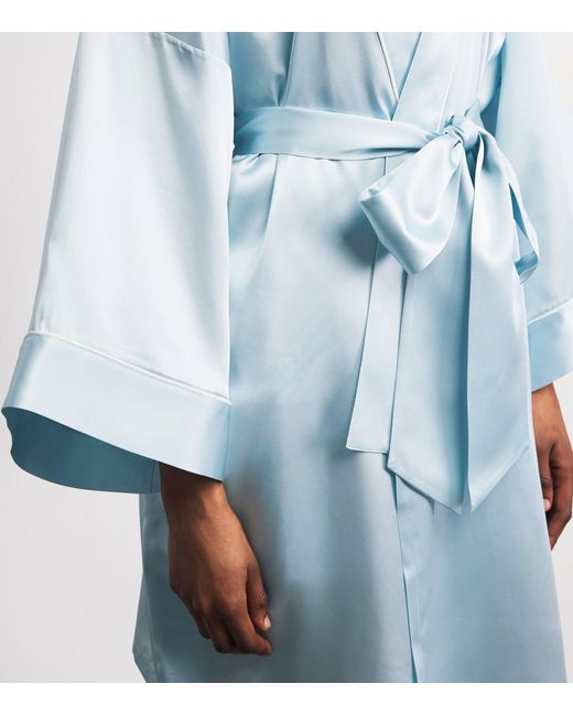 Olivia Von Halle Blue Silk Mimi Robe