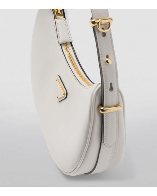 Prada White Leather Arqué Shoulder Bag