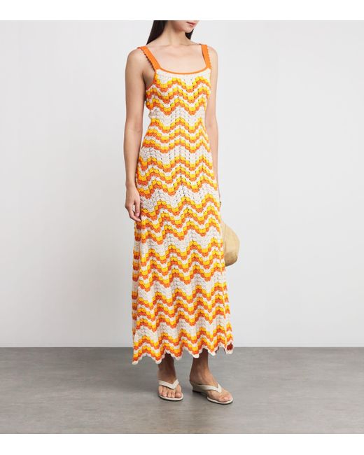 Escvdo Metallic Organic Cotton Crochet Marea Maxi Dress
