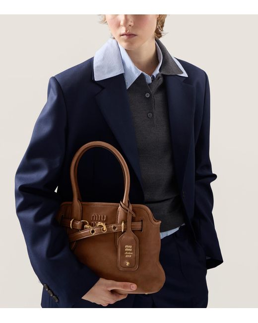 Miu Miu Brown Nappa Leather Aventure Top-Handle Bag