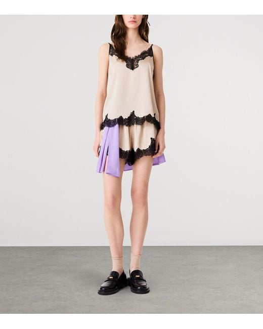 Maje Black Lace-Trim Cami Top