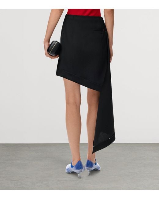 Loewe Black Wool Draped Mini Skirt
