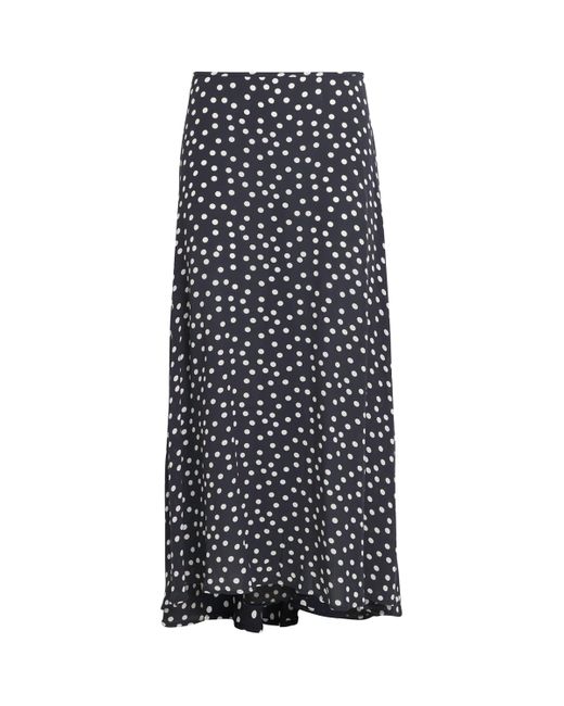 Rixo Black Satin Polka Dot Areza Maxi Skirt