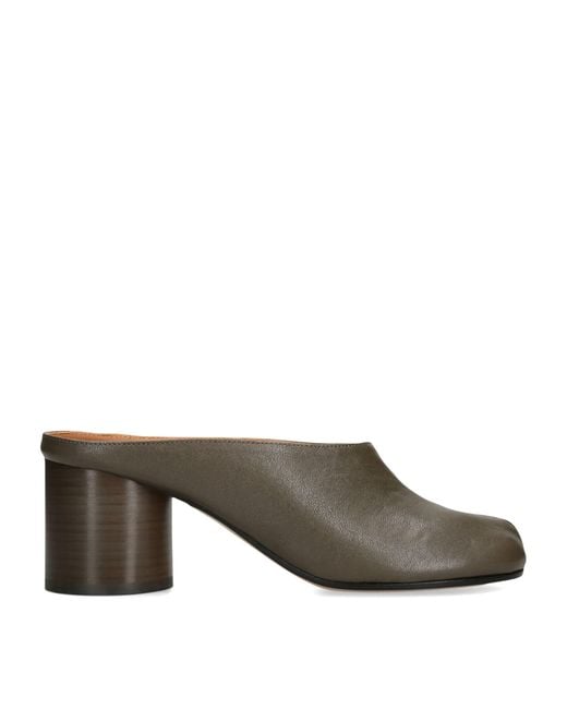 Maison Margiela Gray Leather Tabi Heeled Mules 60