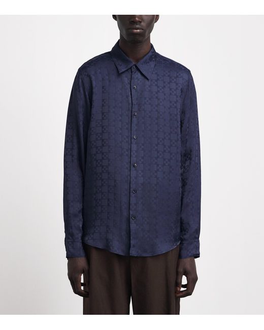 Sandro Blue Jacquard Square Cross Shirt for men