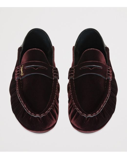Saint Laurent Red Velvet Le Loafer Mules