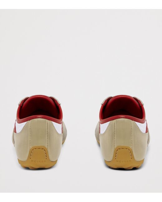McQueen Brown Leather Boxe Sneakers for men