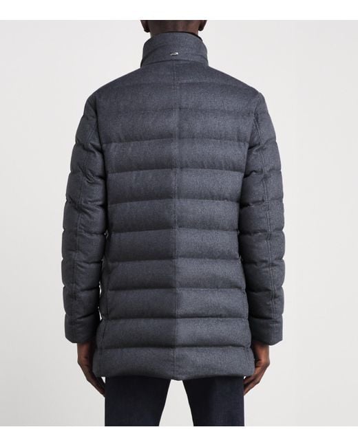 Herno Blue Cashmere-Silk Down Puffer Car Coat for men