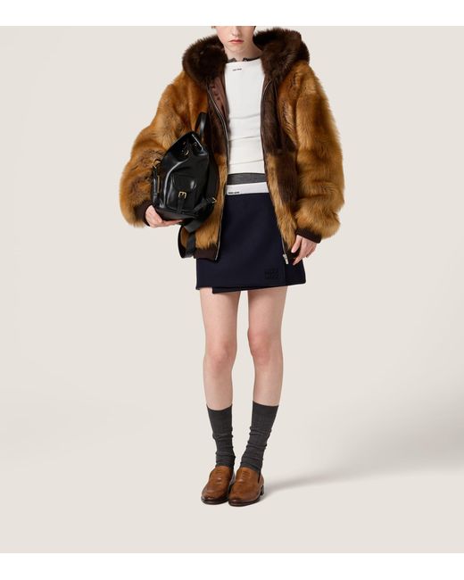 Miu Miu Brown Shearling Blouson Jacket