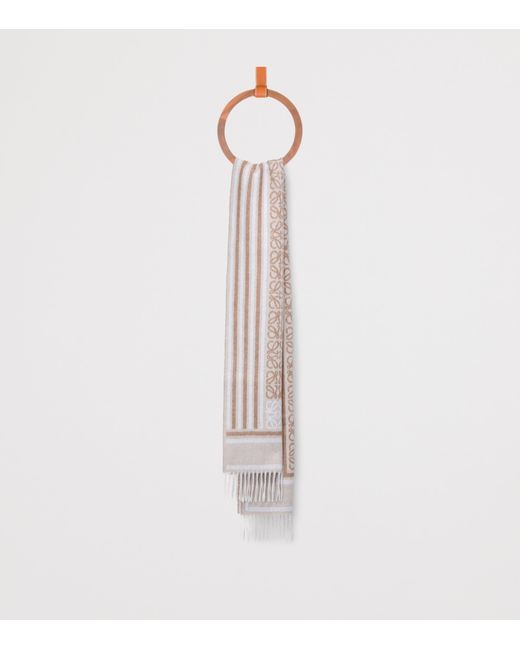 Loewe White Wool-Cashmere Anagram Scarf