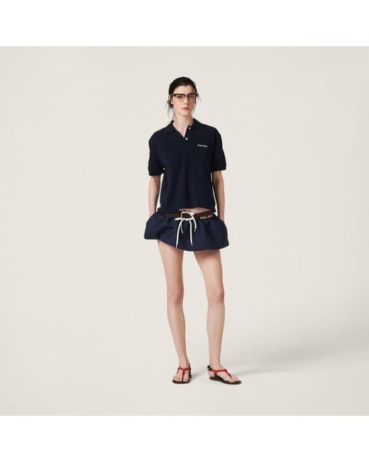 Miu Miu Blue Wool Mini Skirt