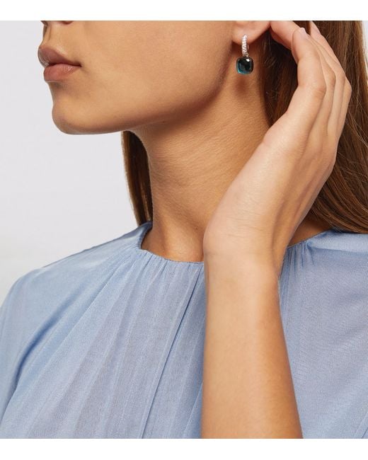 Pomellato Black Mixed Metal, Diamond And London Topaz Nudo Drop Earrings