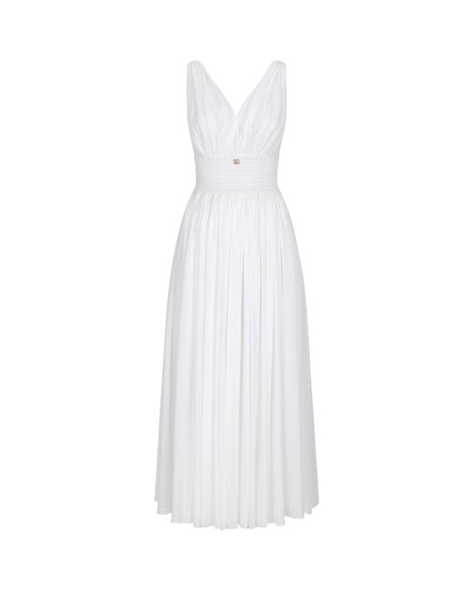 Dolce & Gabbana White Silk Dg Millennials Midi Dress