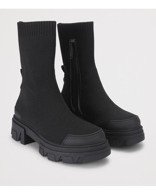 Kurt Geiger Black Stomp Sock Ankle Boots 50