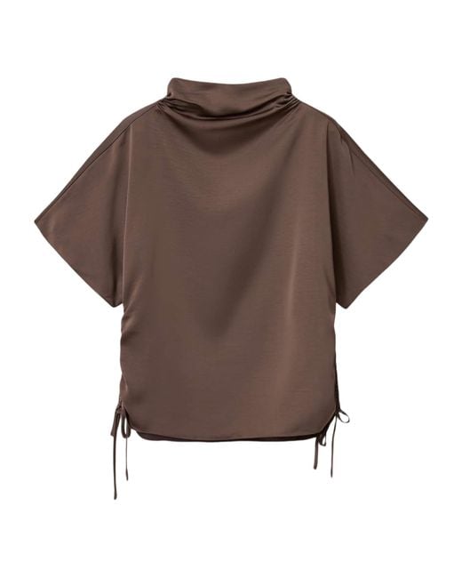 AllSaints Brown Draped Leslie Top