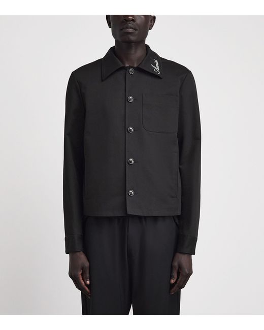 Amiri Black Cotton Script Shacket for men