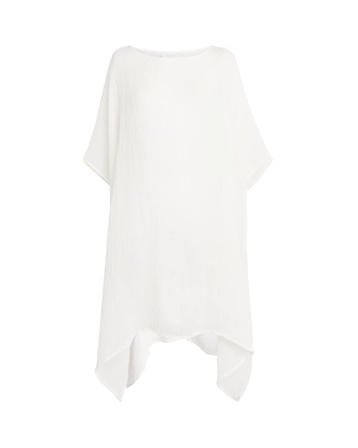 Eskandar White Linen-Blend Boat-Neck Kaftan