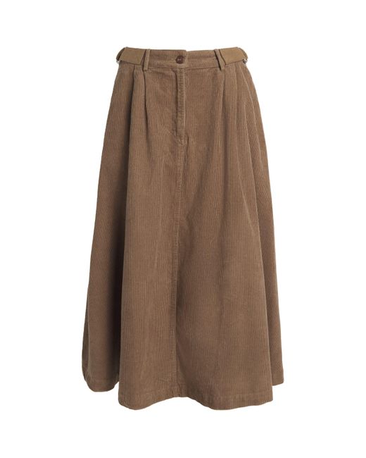 Barbour Brown Corduroy Yasmin Midi Skirt