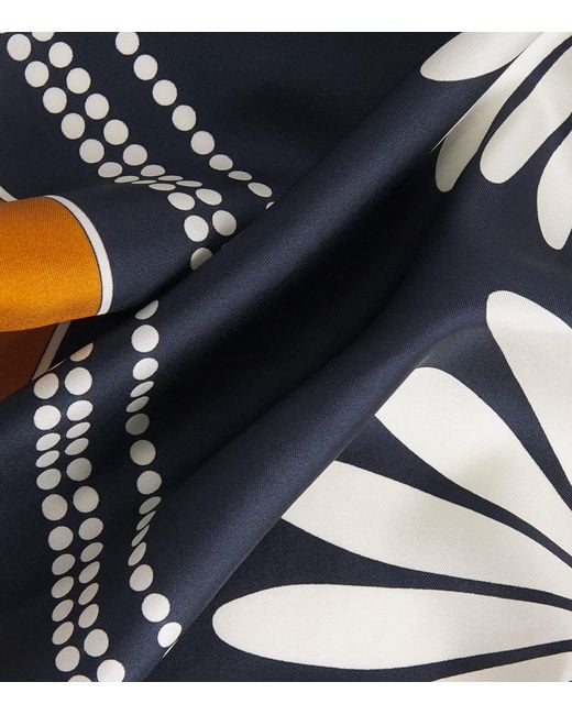 Sandro Blue Silk Floral Print Scarf