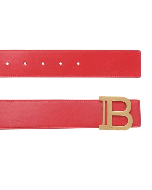 Balmain Pink Leather B-buckle Belt